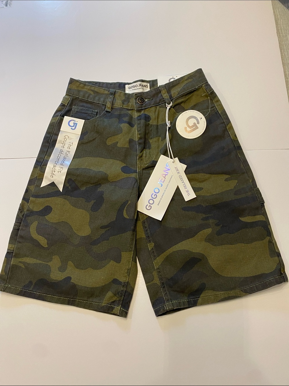 GOGO Women's Camo Cargo Shorts - Olive & Dark Green